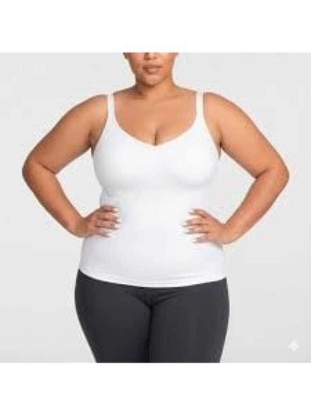 Honeylove Women's Plus Liftwear Built-In Bra Cami Tank Top 1X White LWCM0102